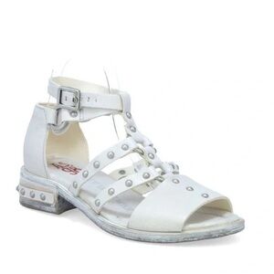 SOLD A.S. 98 Gail Strappy Studded Caged Leather White Silver Sandals Sz 38